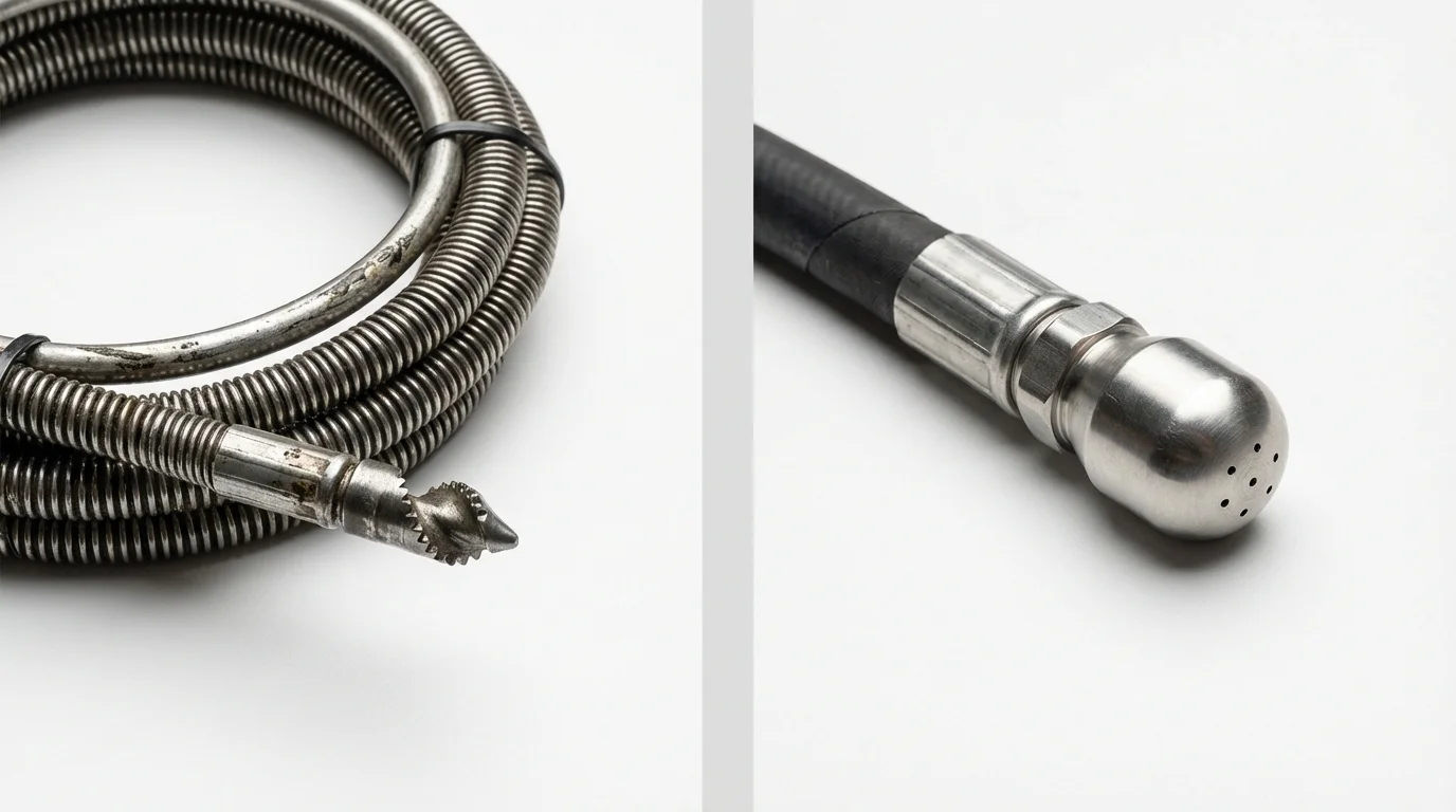 Drain snake cable and hydro jetting nozzle used for drain cleaning in Little River, SC