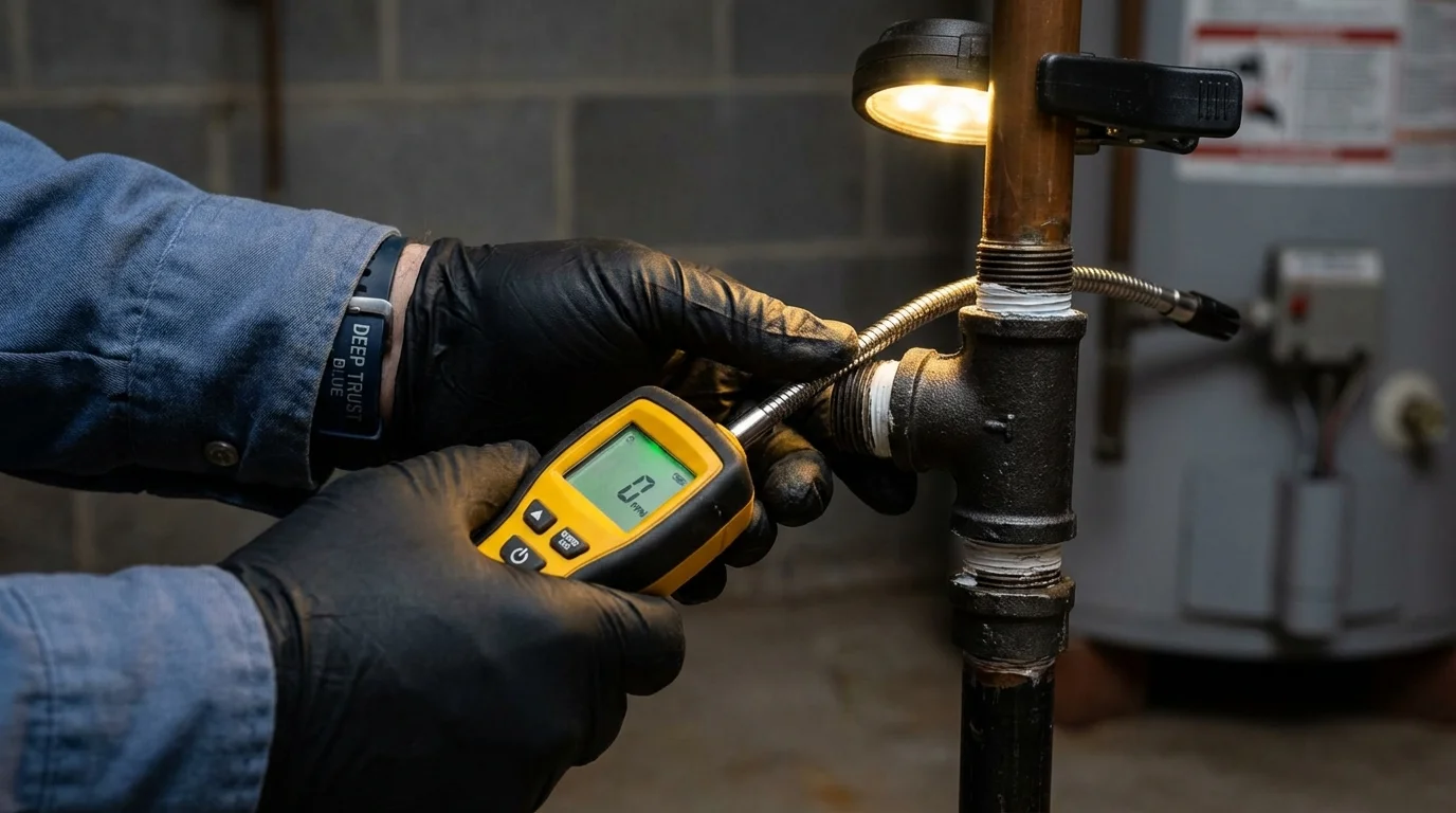 Gas leak detection with electronic sniffer by Johns Plumbing LLC in Little River