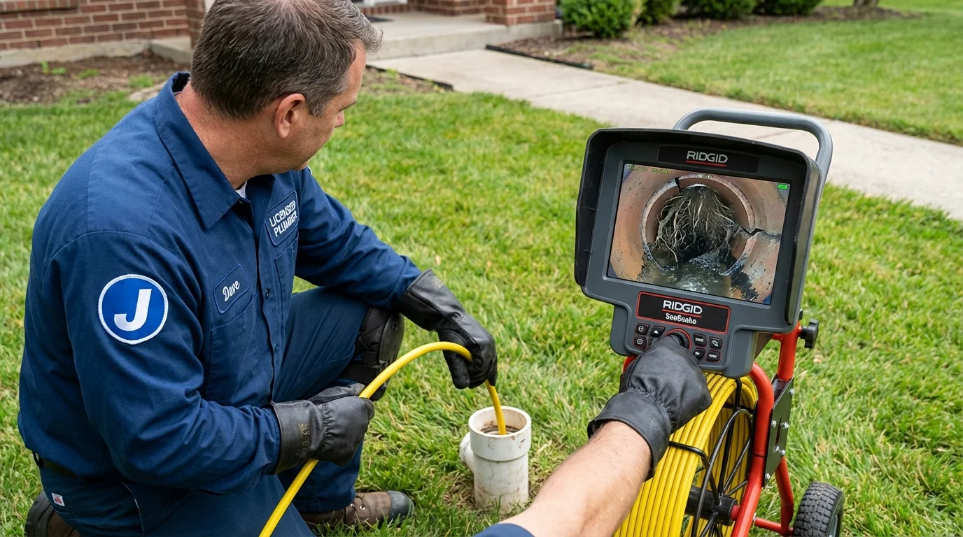 Sewer camera inspection being performed by Johns Plumbing LLC in Little River