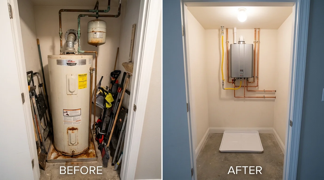 Tank water heater versus wall-mounted tankless unit comparison for Little River, SC homeowners