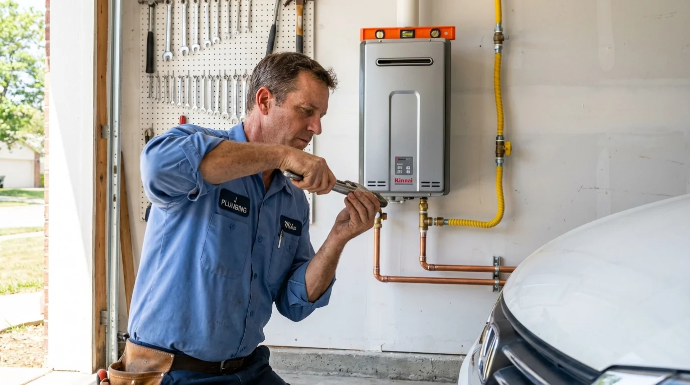 Tankless water heater installation by a Johns Plumbing LLC plumber in Little River