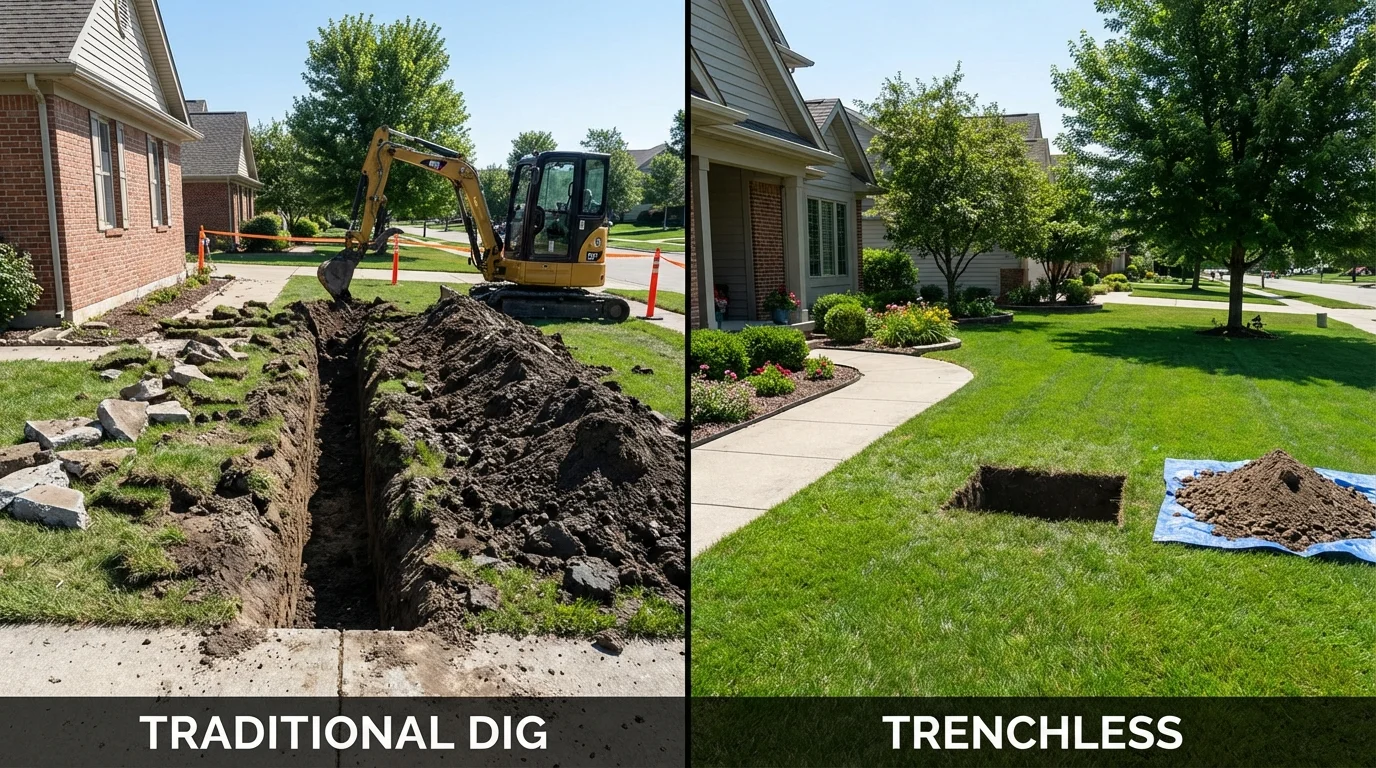Trenchless sewer repair with minimal yard damage versus traditional excavation in Little River, SC
